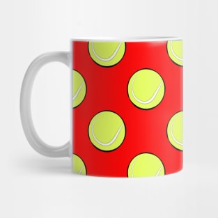 Tennis Balls Seamless Pattern on Red Background Mug